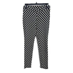 Christian Caliendo Ankle Pull On Pants Womens Small Black White Stretch Trellis